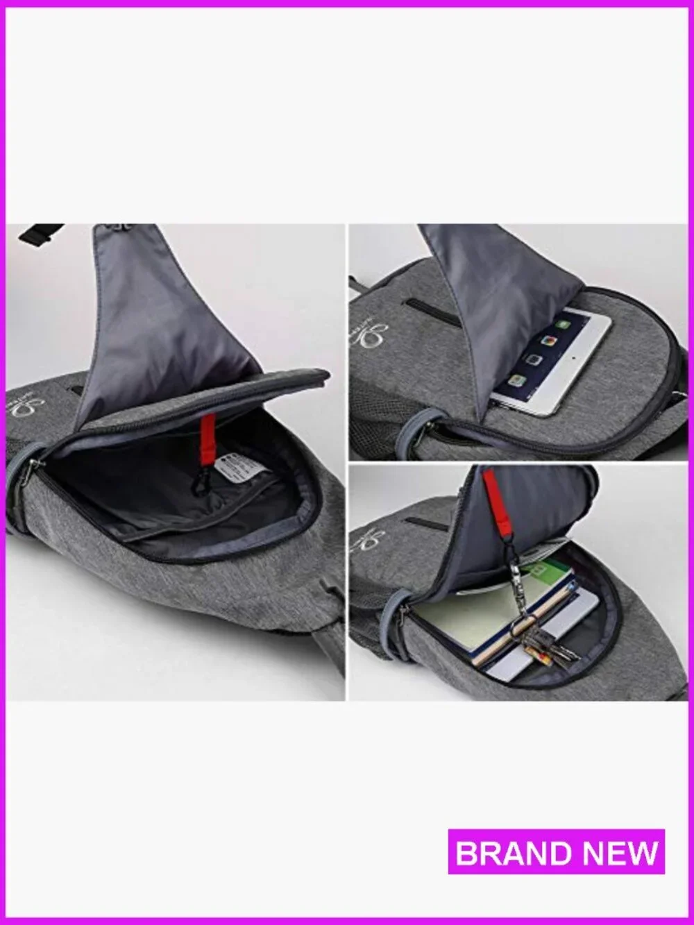 Crossbody Sling Backpack Travel Daypack Hiking Chest Bag Multiple Pockets